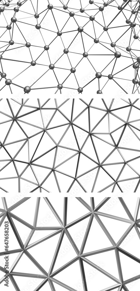 Poster set of abstract wireframes, 3d render