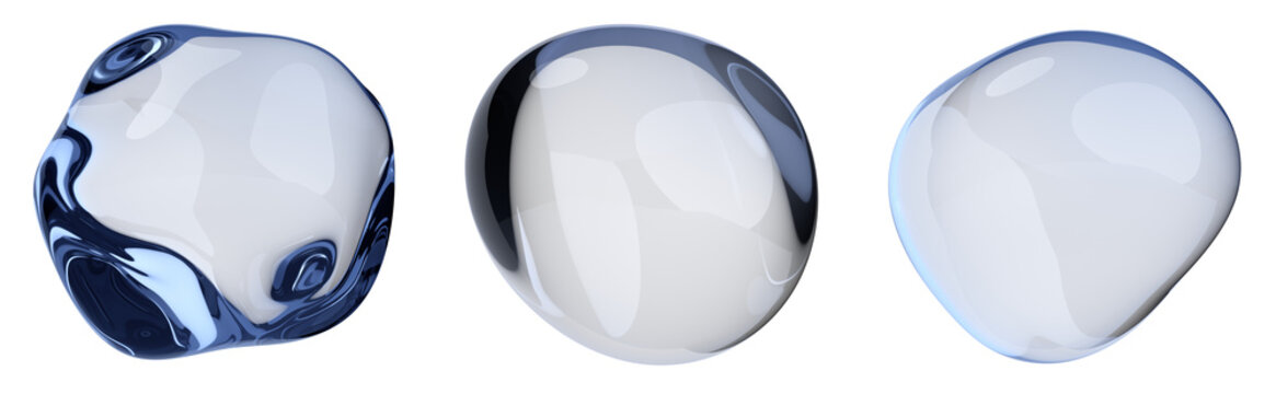 Set of water bubbles, 3d render