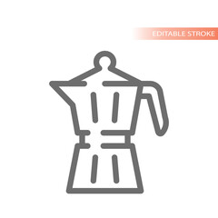 Moka pot line vector icon. Italian coffee maker outline.