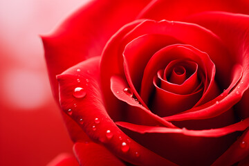 Red Rose Peals Closeup with Waterdrops Fresh and Vibrant Background