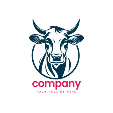 line art head of buffalo cow cart bull cattle dairy farm pet mascot emblem sports logo illustration icon flat t shirt design