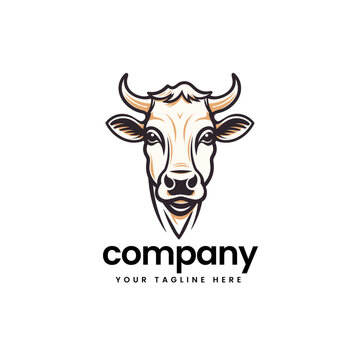 colorful line art buffalo cow cart bull cattle dairy farm pet mascot emblem sports logo illustration icon flat t shirt design