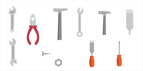 Repairing tools vector set. Repairing items vector illustration. Repairing, renovation tools