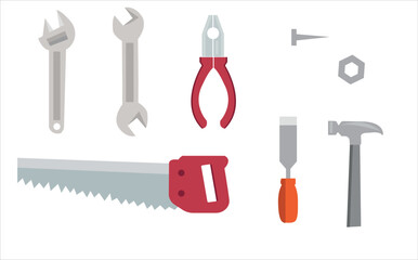 Repairing tools vector set. Repairing items vector illustration. Repairing, renovation tools