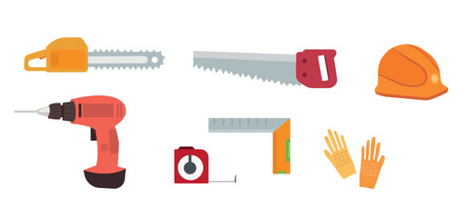 Repairing tools vector set. Repairing items vector illustration. Repairing, renovation tools
