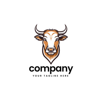 colorful head of buffalo cow cart bull cattle dairy farm pet mascot emblem sports logo illustration icon flat t shirt design