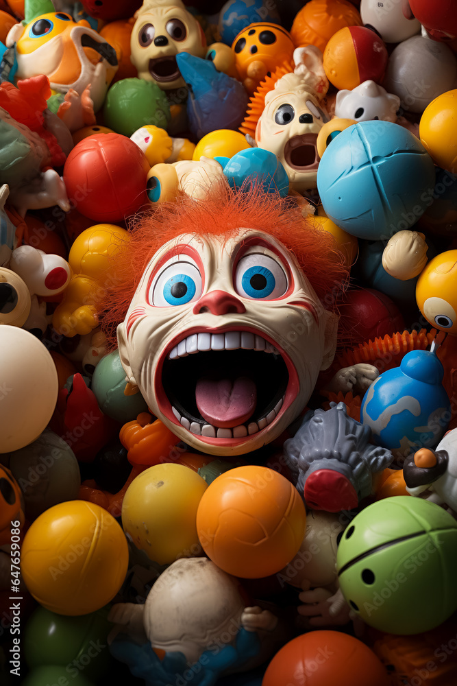 Aufkleber a chaotic playground with scattered toys background with empty space for text showcasing frustrated 