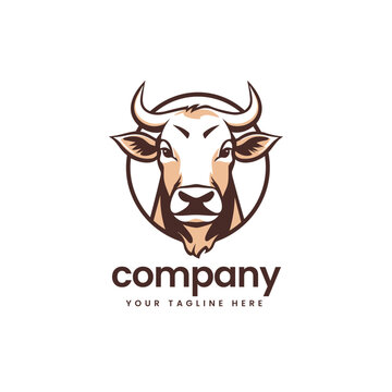 abstract buffalo cow cart bull cattle dairy farm pet mascot emblem sports logo illustration icon flat t shirt design