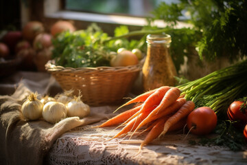 Healthy organic food salad vegetable rustic raw vitamin eating fresh carrot