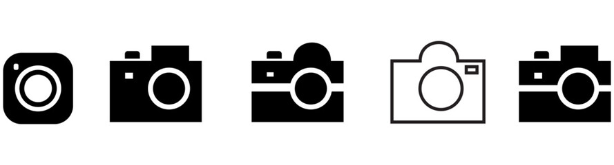 Camera icons on white background. Vector illustration. photography camera icon sets.