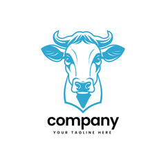 Fototapeta premium head of buffalo cow cart bull cattle dairy farm pet mascot emblem sports logo illustration icon flat t shirt design
