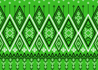 Ethnic pixels embroidery ikat traditional pattern.Seamless geometry  ethnic pattern.Ethnic folk embroidery pattern.vector illustration.design for fabric,clothing,texture,decoration,wrapping.