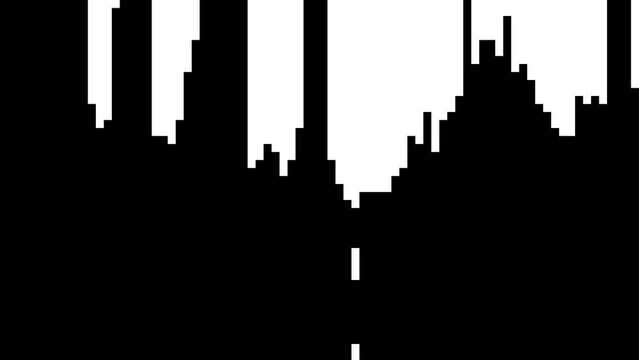 Black and white vertical pixel background transition animation