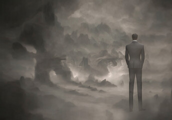 business man deep shadow