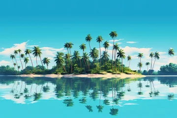 Foto op Plexiglas A small tropical island with palm trees. © BetterPhoto