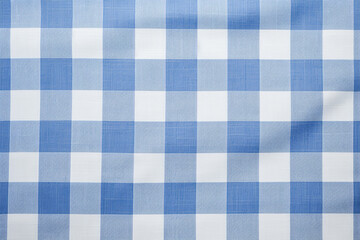 blue white checkered linen bavarian fabric . 