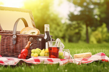 Fototapeta na wymiar a coloseup photo of beautiful picnic scene . 