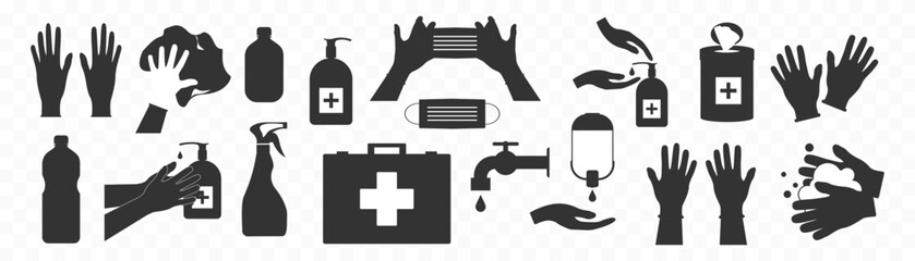 Fototapeta premium Hygienic set. wash hands icon. Vector.