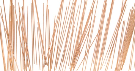 Soba noodles, buckwheat and wheat flour pasta isolated on white, top view