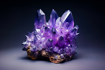 Purple crystals on a neutral background.