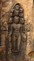 Carving Sculpture of Dashananda Ravan, Ten Headed Ravan, Neelkanth Mahadeva Temple, Kalinjar Fort,...