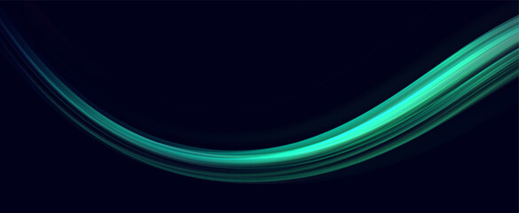 Obraz premium Neon speed lines. Dynamic light motion traces. Light trace wave, trace line. 