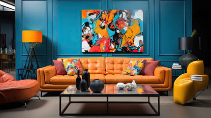 Vibrant Corner Sofa in Pop Art Living Space