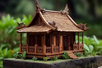 Fototapeta na wymiar miniature Indonesian tribal house building