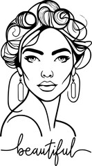 Elegant Minimalist Vector Portrait of a Beautiful Woman