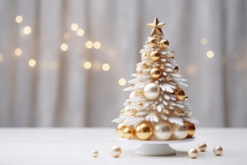 golden and white christmas tree decoration copy scape