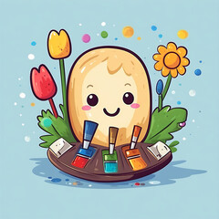 Modern and Minimalist Cute Cartoon Palette: Vector Art in Flat Design