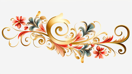 decorative gold ornaments ribbon vector white background
