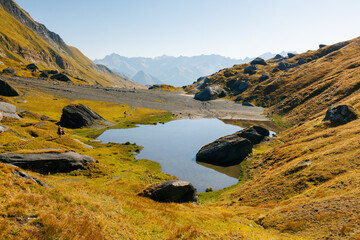 alpine pond on Passo di Gana Negra, Ticino