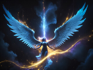 beautiful cosmic blue angel fantasy