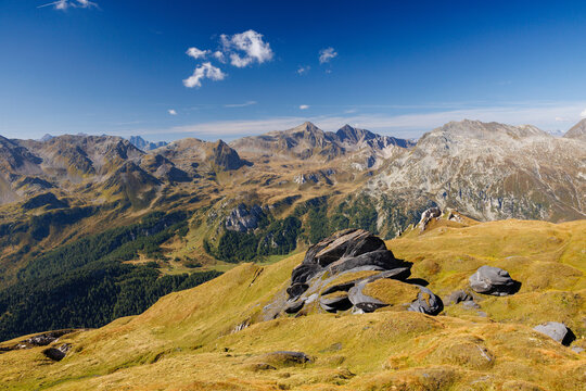 view from Passo di Gana Negra towards Lukmanier Pass, Ticino