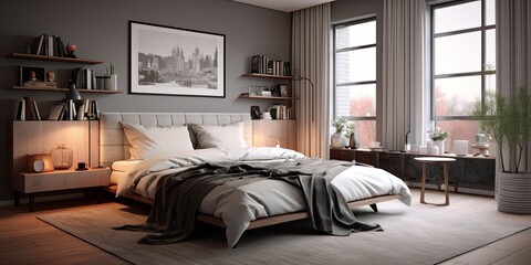 Bedroom Pop style, 3d realistic render