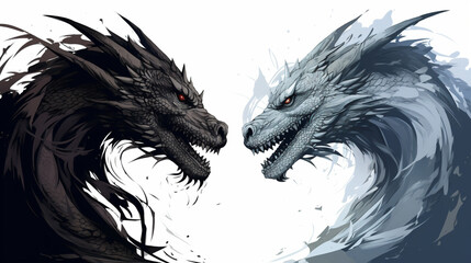 Obraz premium black and white dragon