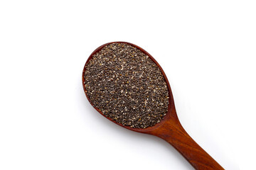 Chia seeds on white background.