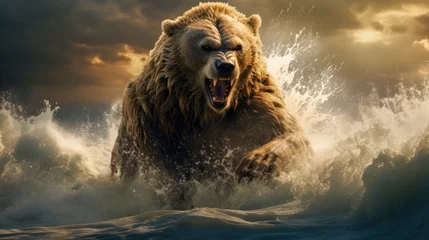 Foto op Plexiglas A powerful bear the beast symbolizing the Medo-Persian empire in the book of Daniel in the Bible Generative AI Illustration © SVasco
