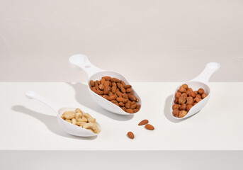 Idea of healthy eating. Nuts and good nutrition.