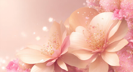 Colorful floral background . Template with flowers for greeting card. AI