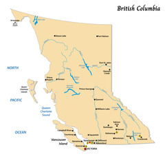 Simple vector map of British Columbia, Canada