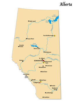 Simple vector map of Alberta, Canada