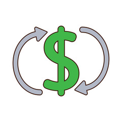 dollar symbol with arrows icon over white background. colorful design. vector illustration