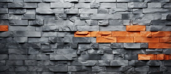 Background of brick wall in gray and orange color