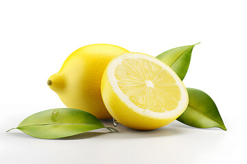 Lemon is yellow oval citrus fruit with thick skin and fragrant acidic juice isolated on white background