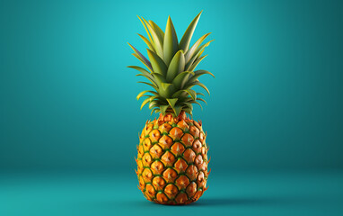 Pineapple on a solid blue background