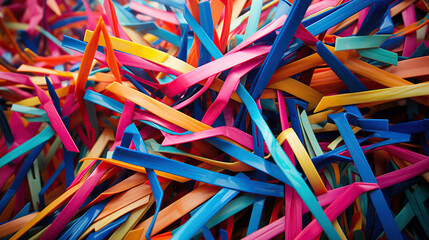 Colorful ribbons as background, closeup view. Abstract background.