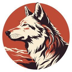 Wolf illustration, isolated on white background, Ai Generated.