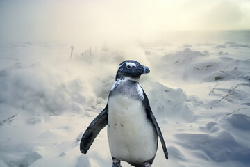 Penguin at the end of earth in Antarctica